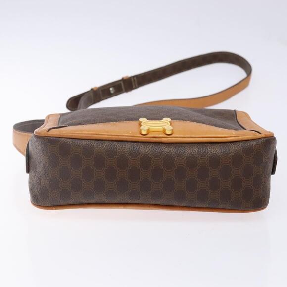 CELINE Macadam Canvas Shoulder Bag Pvc Leather Brown Gold - Picture 9 of 13